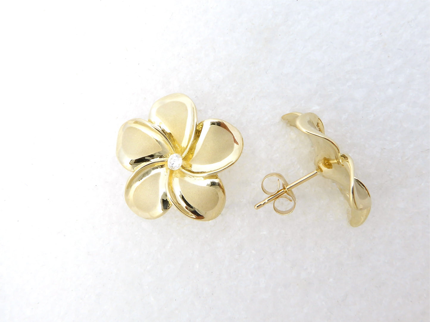 Plumeria w/ 10pt Diamond Earring image 0