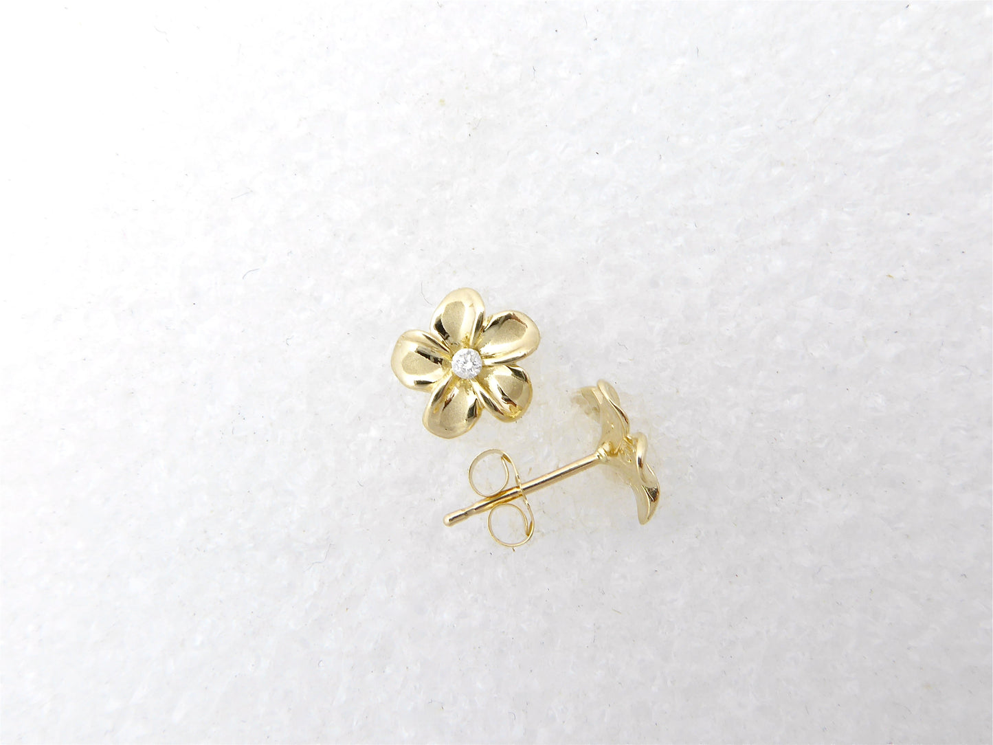 Plumeria w/ 4pt Diamond Earring #1 image 0