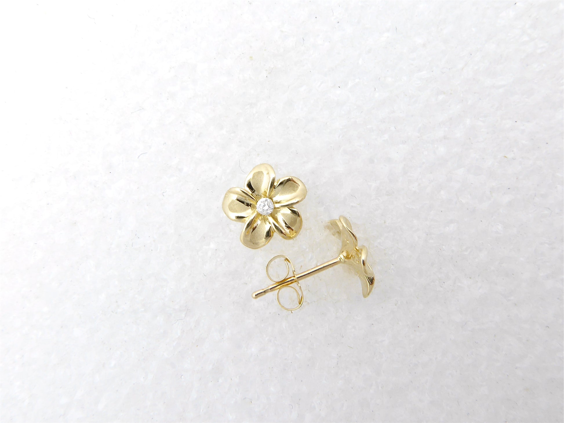 Plumeria w/ 4pt Diamond Earring #1 image 0