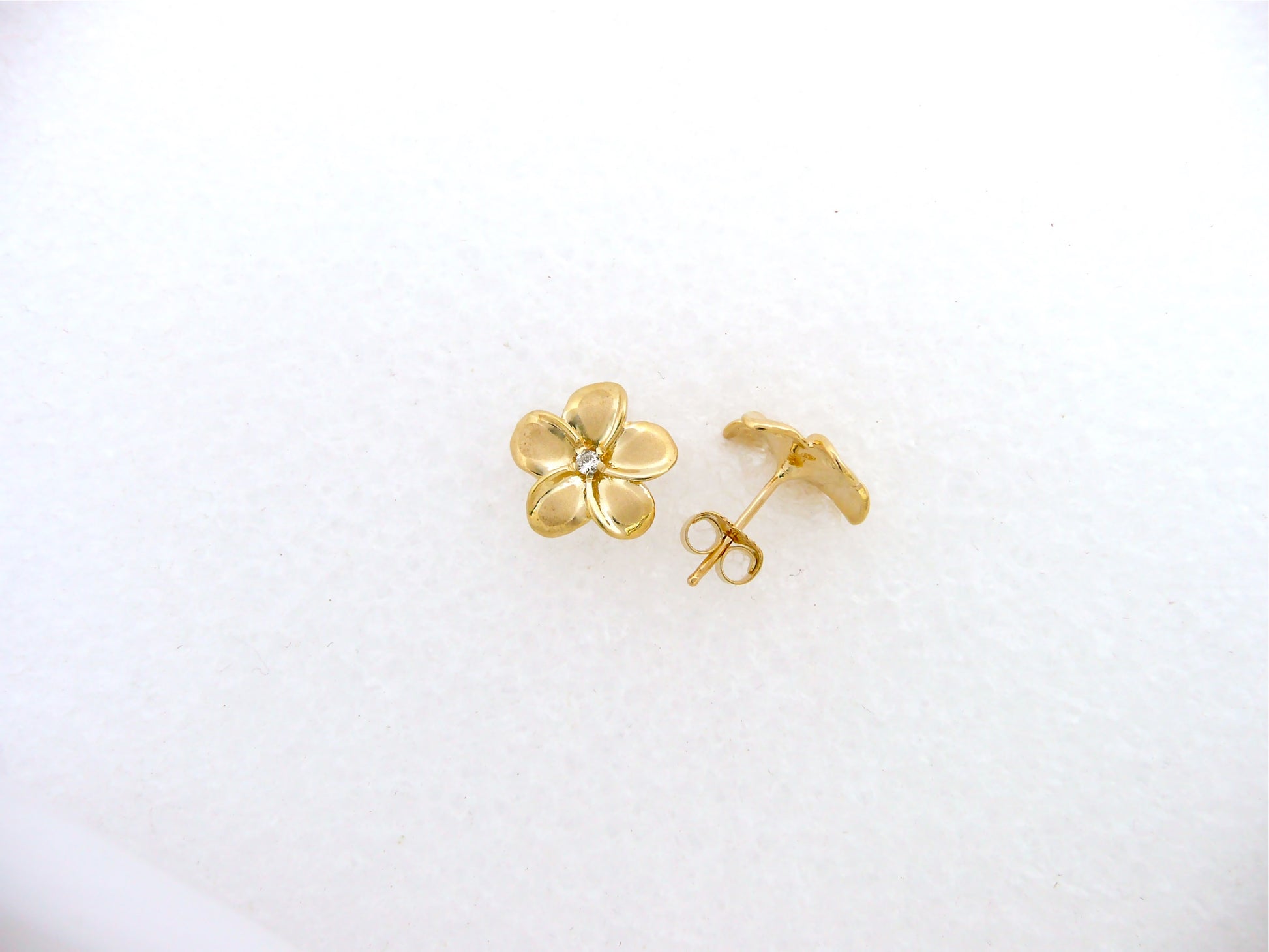 Plumeria w/ 4pt Diamond Earring #2 image 0