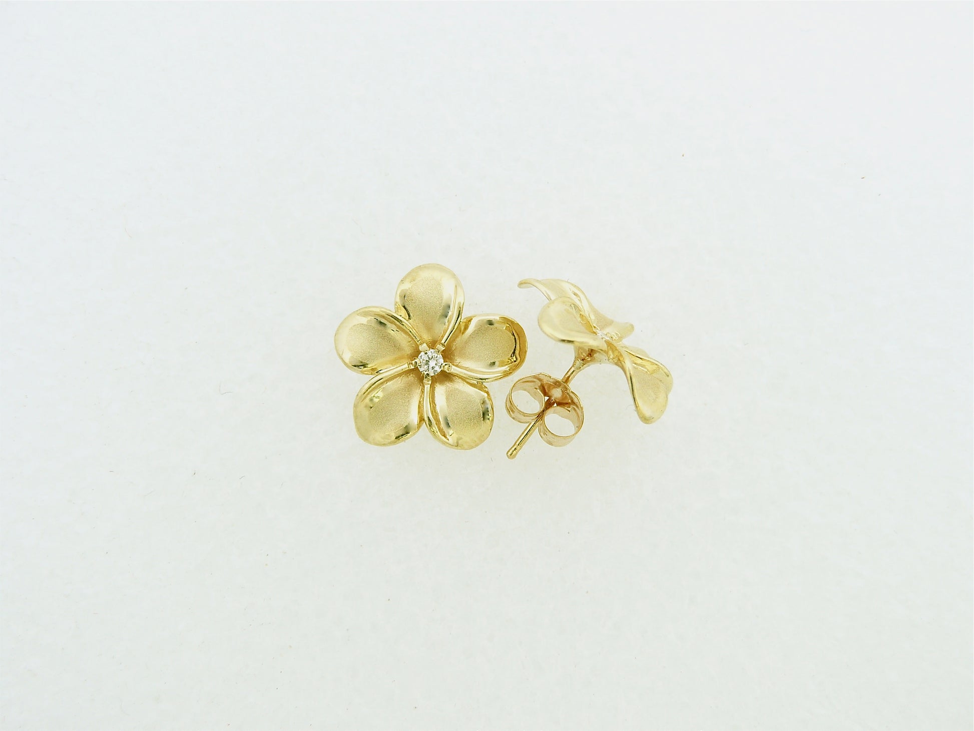 Plumeria w/ 6pt Diamond Earring #3 image 0