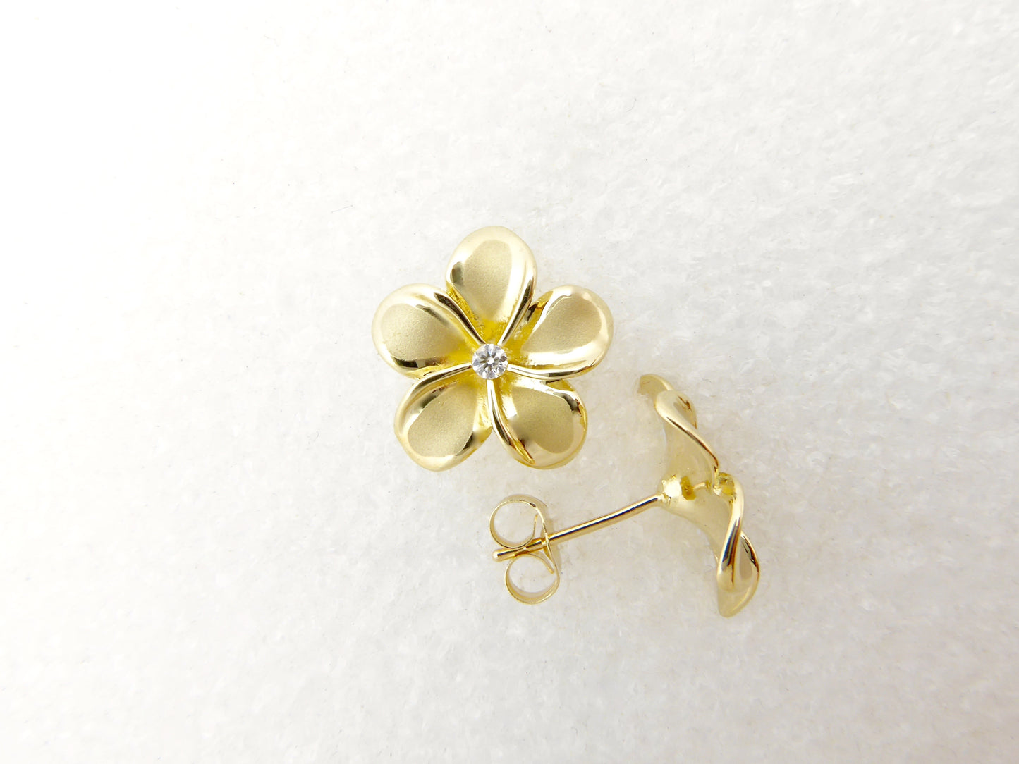 Plumeria w/ 6pt Diamond Earring #4 image 0