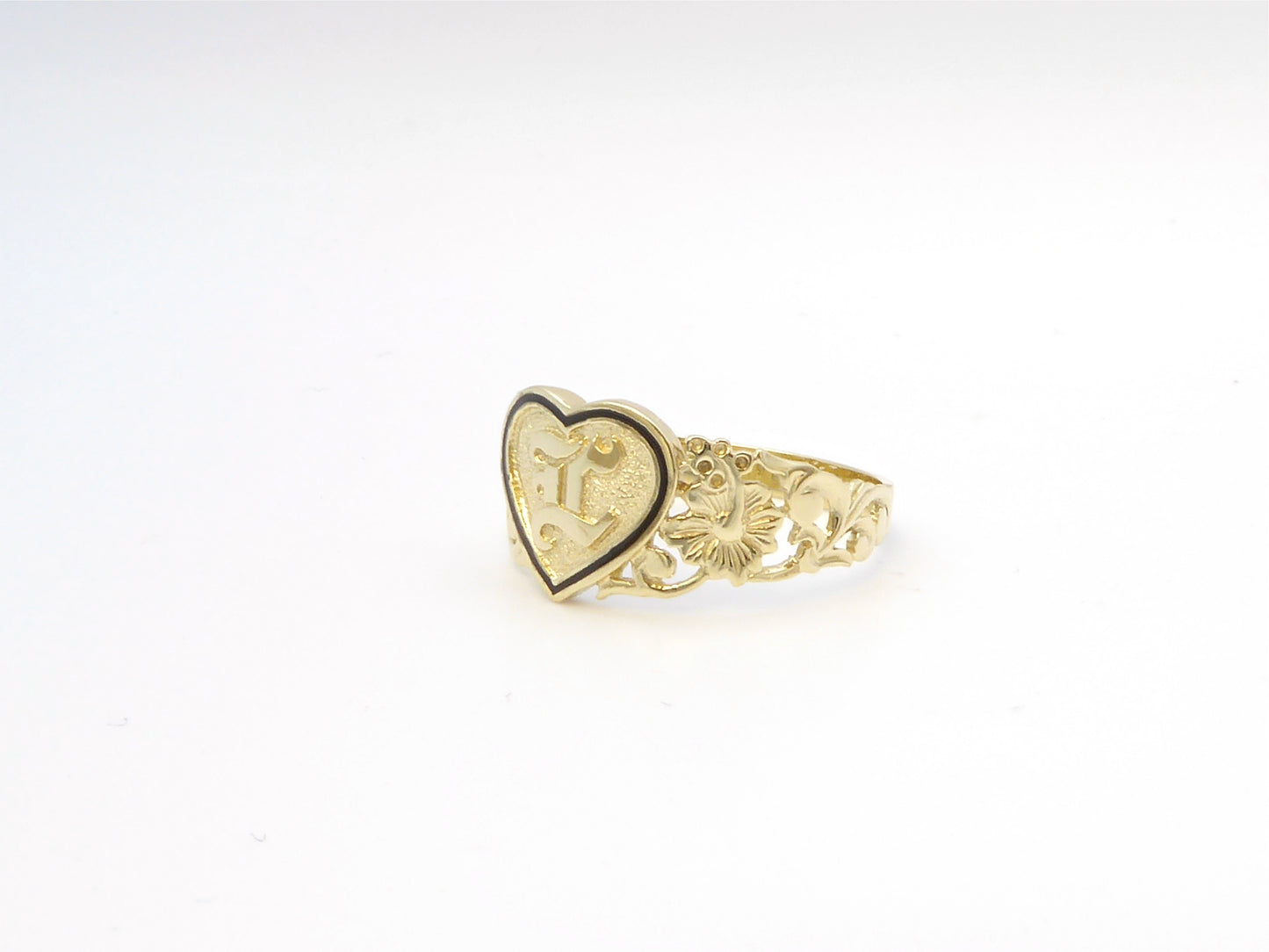 Raised Heart Ring w/ Initial Engraving image 0