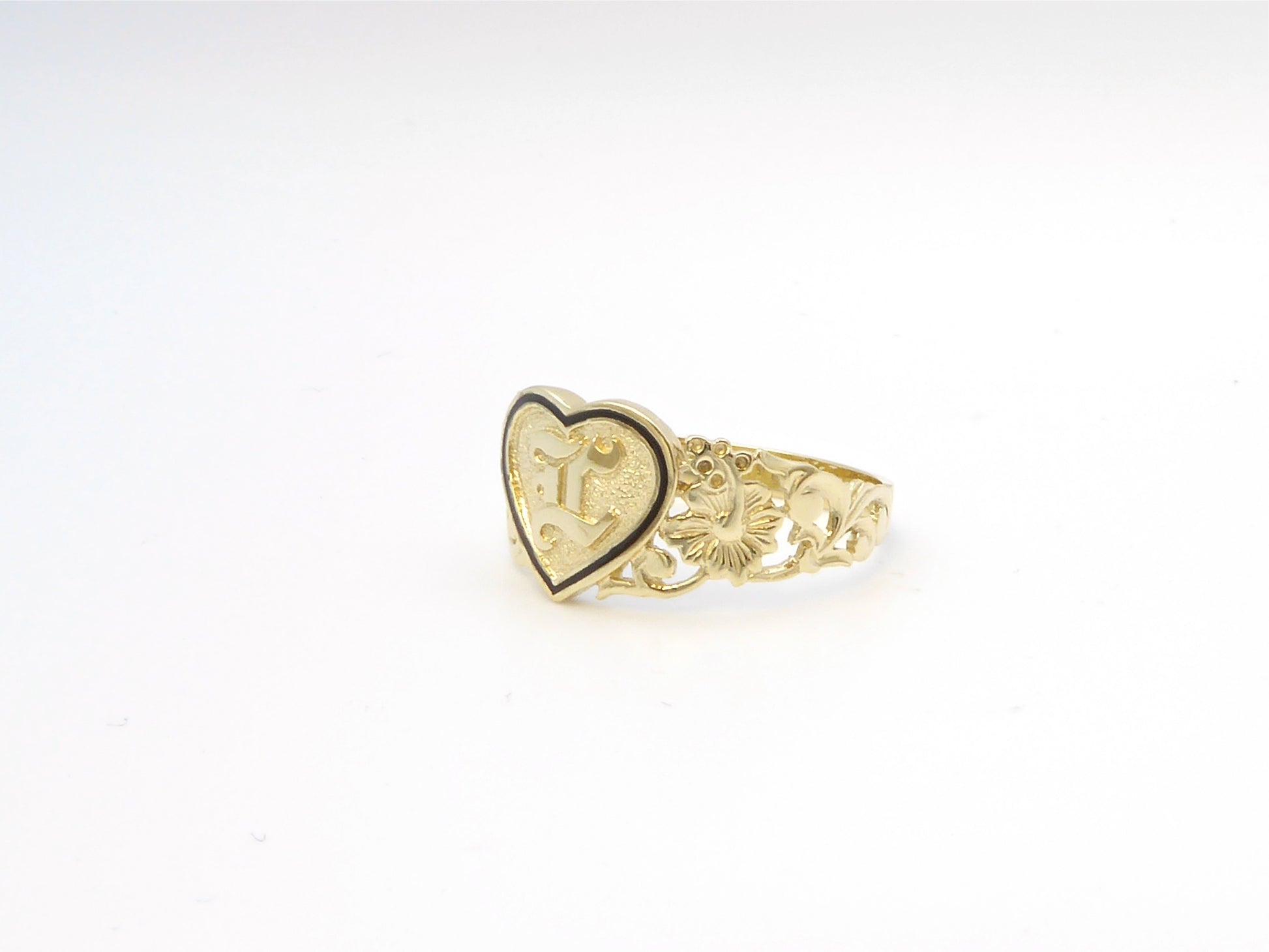 Raised Heart Ring w/ Initial Engraving image 0