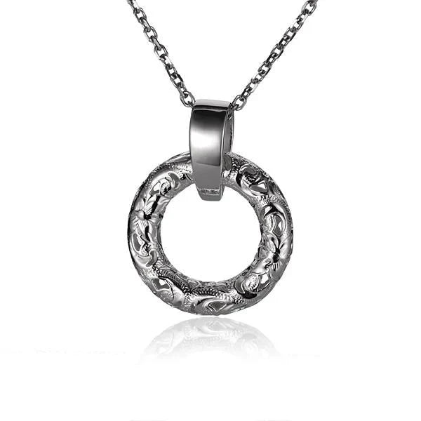 Hawaiian 925 Sterling Silver round Circle SCR S/T pendant with a smooth, polished circular design.
