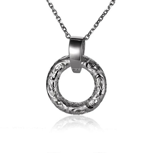 Round Circle SCR S/T Pendant by Ashley's Gift Shop featuring a sleek circular design and intricate detailing.