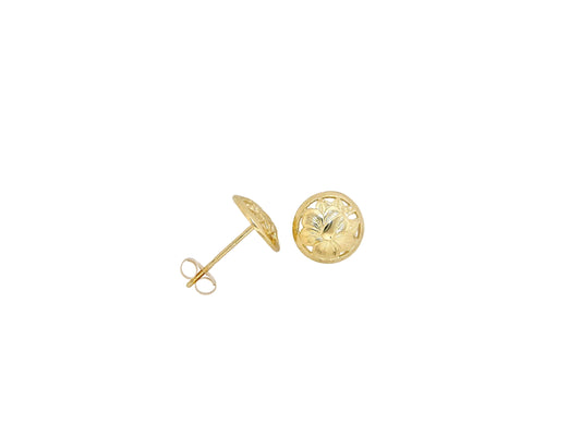 14K Round Hibiscus Cut Out Earring - Small — Hawaiian jewelry from Ashley's Gift Shop
