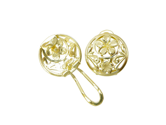 14K Round Plumeria Earring - Medium — Hawaiian jewelry from Ashley's Gift Shop