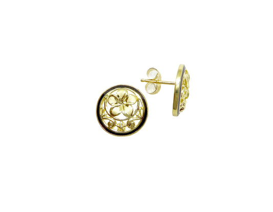 14K Round Plumeria Earring - Small — Hawaiian jewelry from Ashley's Gift Shop