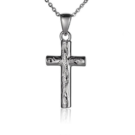 Round Scroll Cross Pendant featuring intricate scroll designs, crafted by Ashley's Gift Shop, displayed against a neutral background.