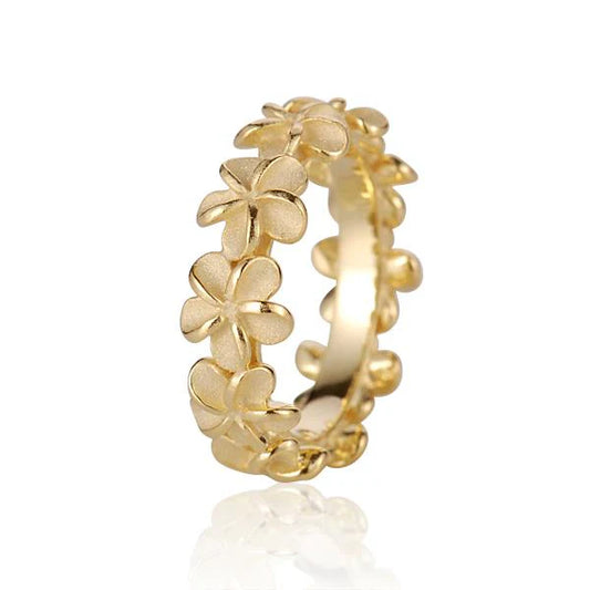 (S) Plumeria Lei YG Plated Ring image 0