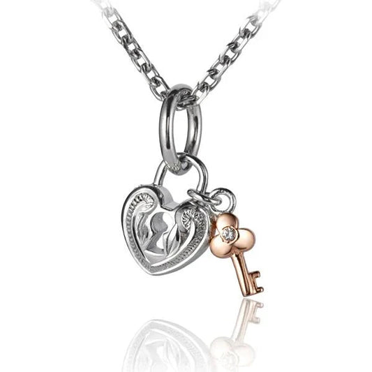 SCR Heart w/Key Pendant (S) — 925 Sterling Silver Hawaiian jewelry from Ashley's Gift Shop