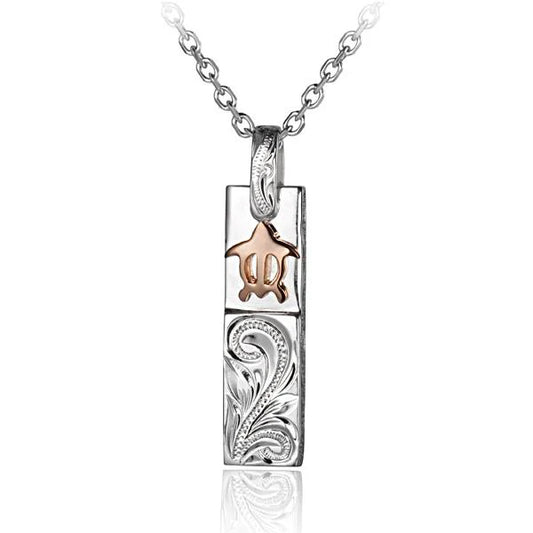 Scroll Bar with Honu turtle pendant in silver, featuring intricate design and ocean-inspired detail from Ashley's Gift Shop.