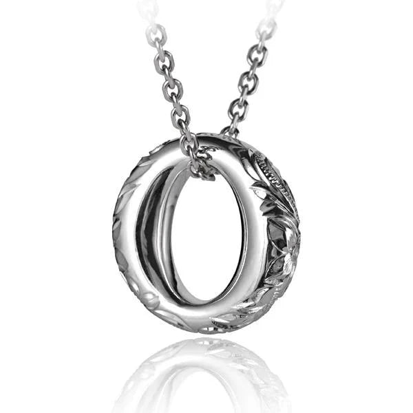 Hawaiian 925 Sterling Silver scroll Oval Circle Pendant featuring intricate scroll designs.