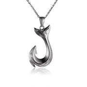 925 Sterling Silver Scroll Whaletail Fish Hook earring in size M, featuring a detailed whaletail design for nautical style.