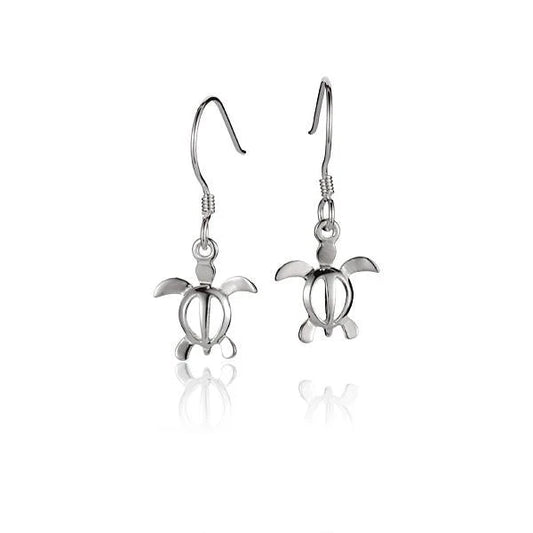 Sterling silver Honu (S) hook earring featuring a turtle design from Ashley's Gift Shop.