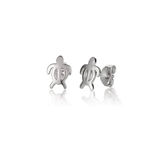 Hawaiian 925 Sterling Silver honu (S) Leg D-shaped earring, featuring a detailed turtle design.