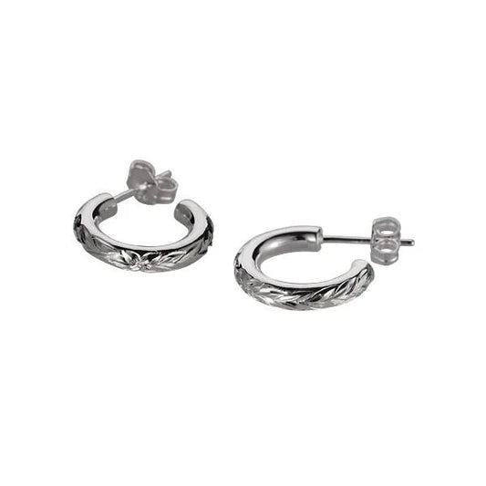 Solid Wire Engr. Half Moon Earring — 925 Sterling Silver Hawaiian jewelry from Ashley's Gift Shop