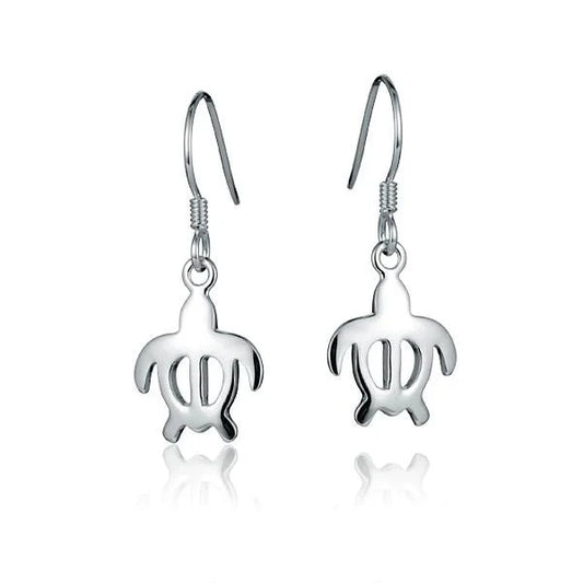Sterling silver Honu Hook earring featuring a turtle design, crafted by Ashley's Gift Shop.