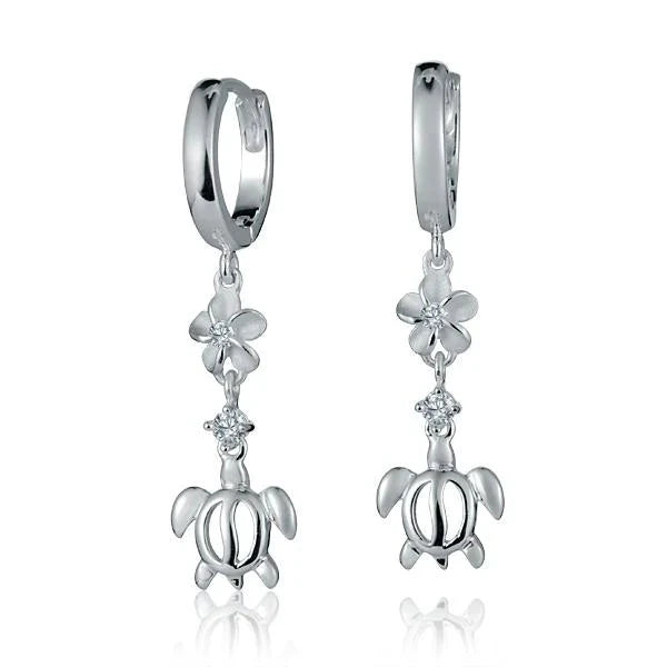 Hawaiian 925 Sterling Silver hoop earrings with dangling feather design, stylish and lightweight jewelry.