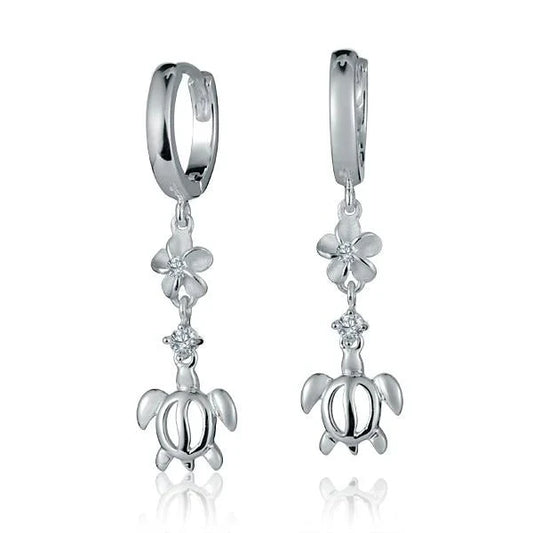 Hoop w/ Dangle F/H Earring — 925 Sterling Silver Hawaiian jewelry from Ashley's Gift Shop