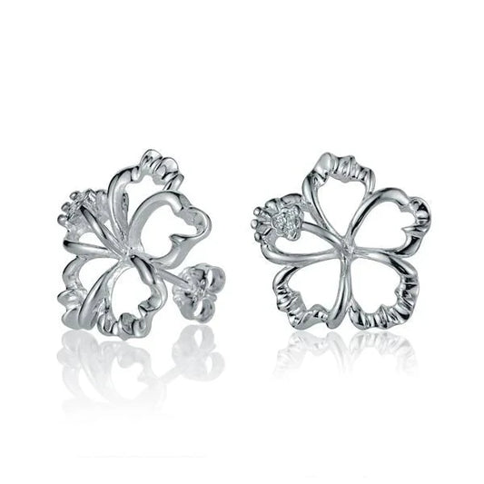 Sterling silver floating hibiscus earring, 18mm, featuring a delicate floral design, from Ashley's Gift Shop.
