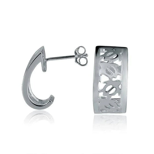 Sterling silver Half Moon Honu earring featuring a turtle design, crafted from 925 silver, with intricate detailing.