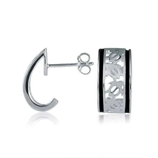 Sterling silver Half Moon Honu earring featuring a turtle design, crafted by Ashley's Gift Shop, with intricate detailing.