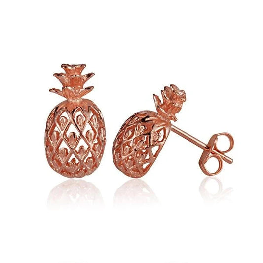 Half Pineapple PG Plated Earring — 925 Sterling Silver Hawaiian jewelry from Ashley's Gift Shop