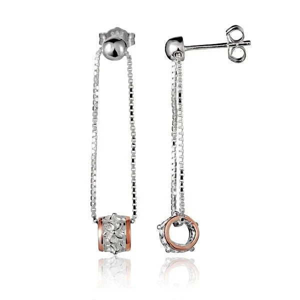 Hawaiian 925 Sterling Silver bead and barrel PG plated earring featuring a stylish design.