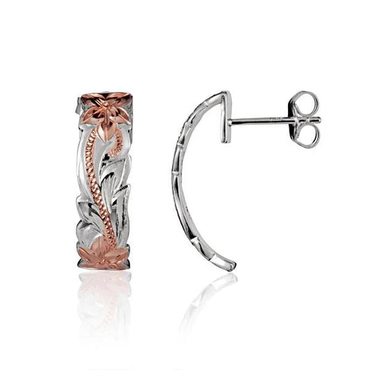 6mm SCR c/o Half Moon PG Plated Earring — 925 Sterling Silver Hawaiian jewelry from Ashley's Gift Shop