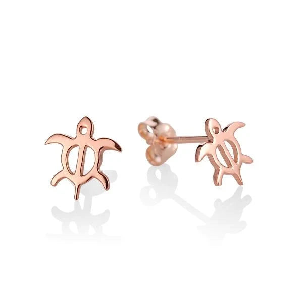 Hawaiian 925 Sterling Silver honu (XS) PG plated post earring with turtle design, featuring a sleek, polished finish.