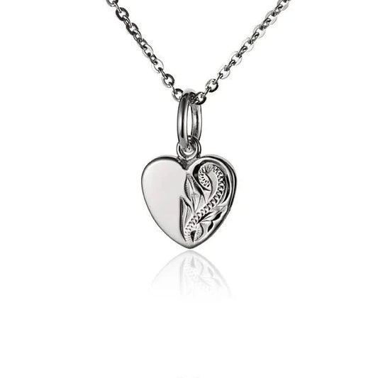 Small scroll heart pendant made of 925 sterling silver with intricate detailing, perfect for elegant jewelry accessories.