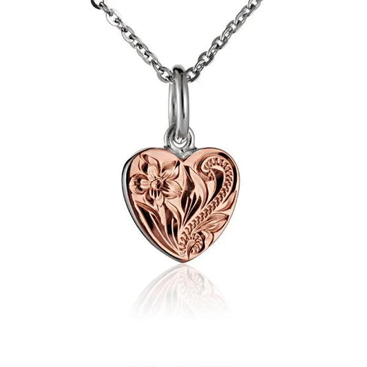 Small scroll heart pendant in 925 sterling silver featuring intricate scroll design, ideal for necklaces or layered jewelry.