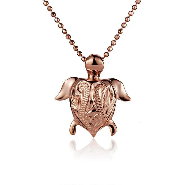 Hawaiian 925 Sterling Silver small turtle scroll pendant made of 925 sterling silver with intricate detailing.