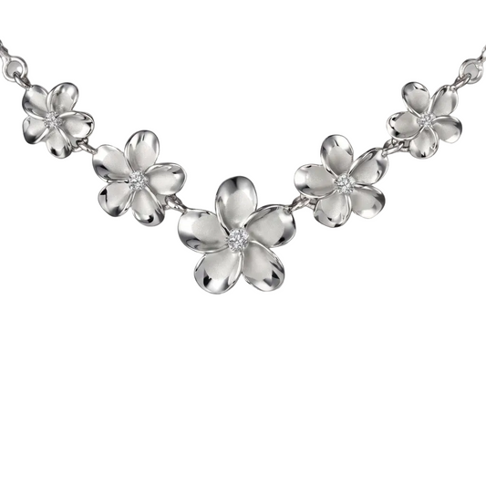 Rhoidum Plumeria Rhodium Rope Necklace - 10~15mm — 925 Sterling Silver Hawaiian jewelry from Ashley's Gift Shop