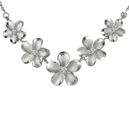 Rhoidum Plumeria Rhodium Rope Necklace - 12~18mm — 925 Sterling Silver Hawaiian jewelry from Ashley's Gift Shop