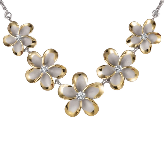 Rhoidum Plumeria 2T YG Rope Necklace - 15~20mm — 925 Sterling Silver Hawaiian jewelry from Ashley's Gift Shop
