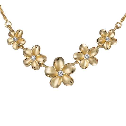 Plumeria Rope YG Coating Necklace - 10~15mm — 925 Sterling Silver Hawaiian jewelry from Ashley's Gift Shop