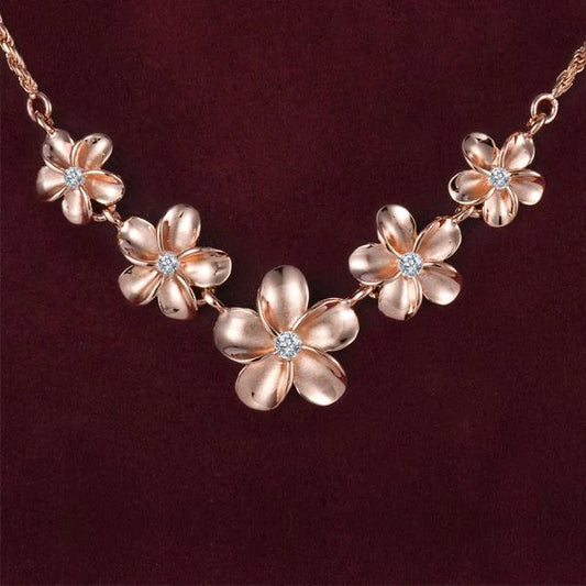 Sterling silver Plumeria Rope PG Coating necklace with 10-15mm thickness, showcasing intricate design and high-quality craftsmanship.