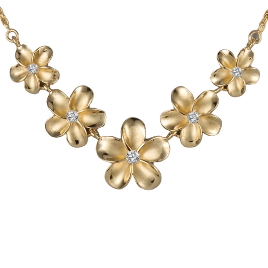 Plumeria Rope YG Coating Necklace - 12~18mm — 925 Sterling Silver Hawaiian jewelry from Ashley's Gift Shop