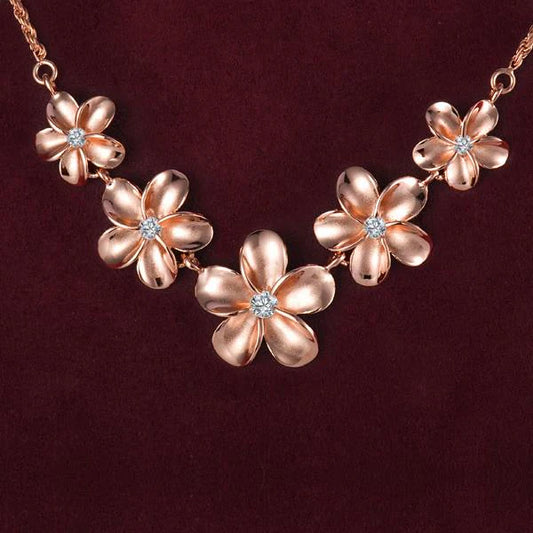Sterling silver Plumeria Rope PG Coating necklace with 12-18mm links, featuring a detailed floral design and polished finish.