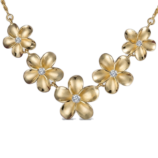 Plumeria Rope YG Coating Necklace - 15~20mm — 925 Sterling Silver Hawaiian jewelry from Ashley's Gift Shop