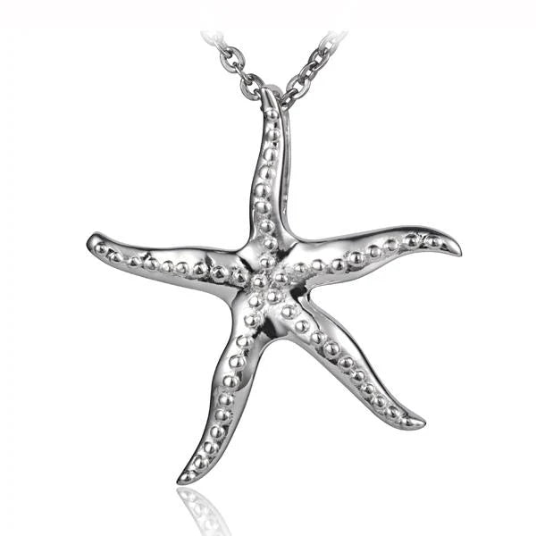 Hawaiian 925 Sterling Silver starfish pendant with intricate detailing.