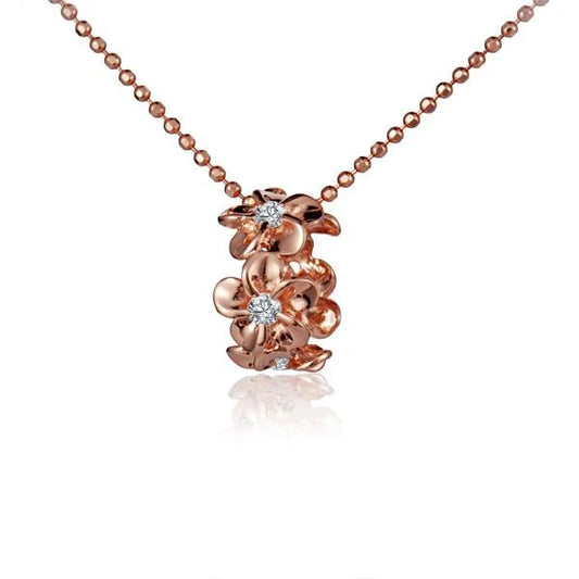 Sterling silver Rhodium Plumeria PG 2T Lei Pendant featuring intricate floral design, crafted in 925 silver.