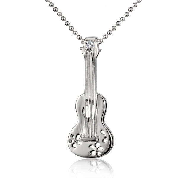 Hawaiian 925 Sterling Silver plain Ukulele Pendant.