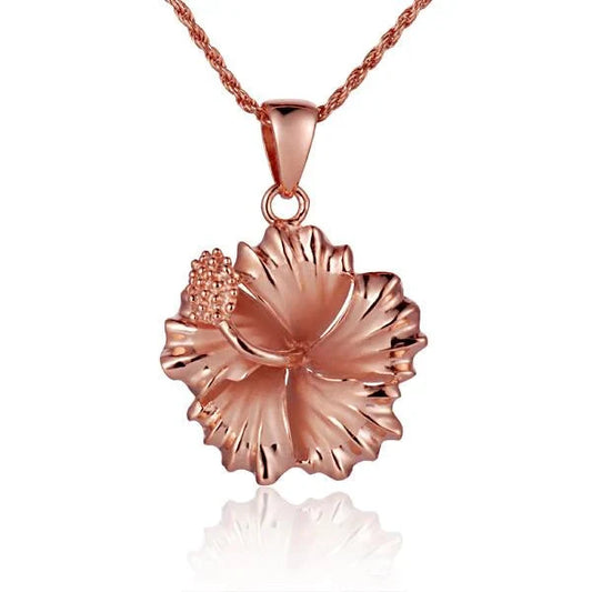 Sterling silver Hibiscus PG Rhodium pendant, 20mm, featuring a floral design, perfect for necklace embellishment.