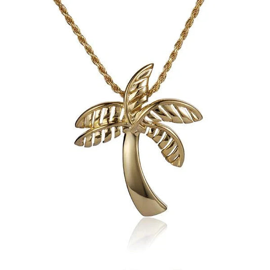 Sterling silver Palm Tree YG plated pendant with detailed tropical design, perfect for casual or beach-inspired jewelry.