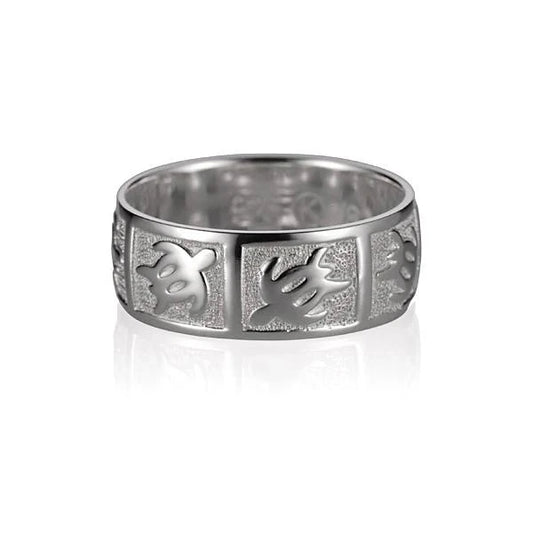 Sterling silver Honu Ring with 8mm band, featuring a Hawaiian turtle design, crafted by Ashley's Gift Shop.