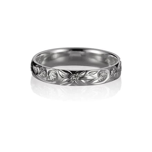 Sterling silver Queen Design ring with 4mm band from Ashley's Gift Shop, featuring intricate detailing and a polished finish.